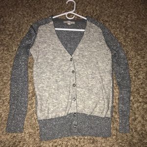Silver Shimmer Color-block Cardigan by Loft